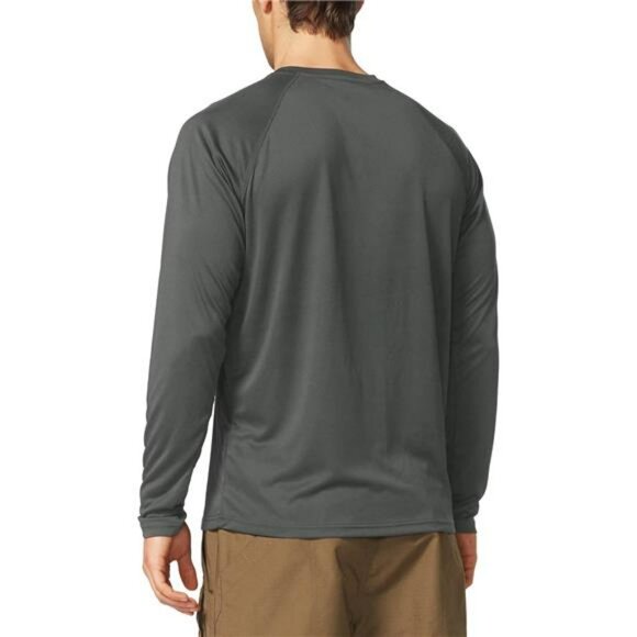 Mens UPF 50 Long Sleeve Sun Shirt Quick Dry Rash Guard Hiking Fishing Tee - Picture 2 of 7